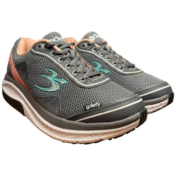 GRAVITY DEFYER Gdefy Mighty Walk Women's 9 Gray Salmon Shoes Comfort Sneakers - Picture 1 of 13